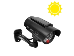 (cámara De Seguridad Simulada, Color Negro, Alimentada Por Energía Solar), Con Luz Led Roja Intermitente Y Estroboscópica, Resistente Al Agua.