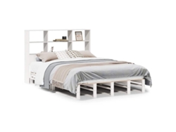 Maison Exclusive - Cama Con Estantería Sin Colchón Madera Maciza Blanca 140x190 Cm