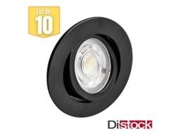 Conjunto de 10 puntos LED construidos -en 3EN1 Negro Ronda 7W IP20 BRAYTRON