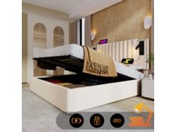 Cama Beige De 160x200 Con Puerto Usb Y Espacio De Almacenamiento.