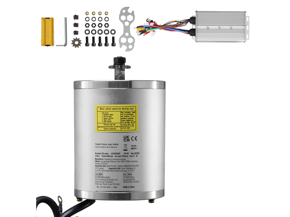 Kit de motor de CC sin escobillas Succebuy 72 V 3000 W con controlador de velocidad para karts, bicicletas eléctricas y scooters.