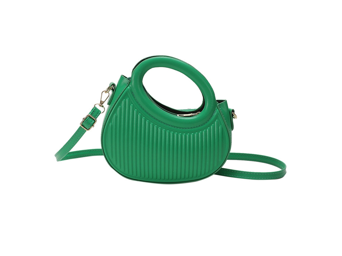 Bolso De Hombro Pequeño De Pu Para Mujer Con Asa Redonda, Personalizable, Verde, Talla Única.