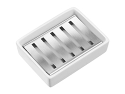 Jabonera De Cerámica Con Soporte De Acero Inoxidable, Doble Bandeja Para Baño Y Ducha.