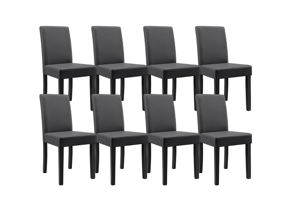 Conjunto de Cadeiras de Jantar [EN.CASA] (8 Un - Cinzento Escuro - 90x42x48 cm - Couro SintÃÂÃÂÃÂÃÂ©tico)