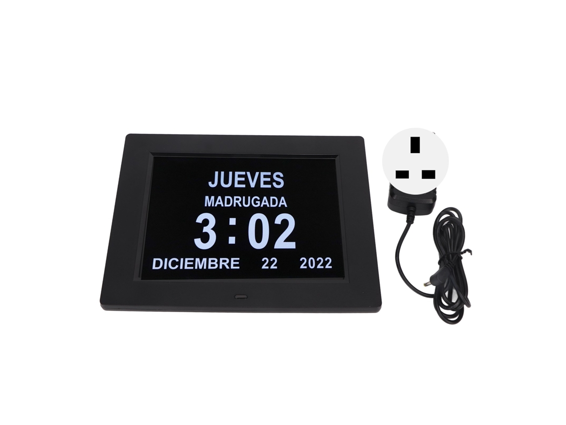 Relógio Digital De Calendário Diário 8 Polegadas Lembrete De Medicação Atenuação Automática 110‑240v Plug Uk