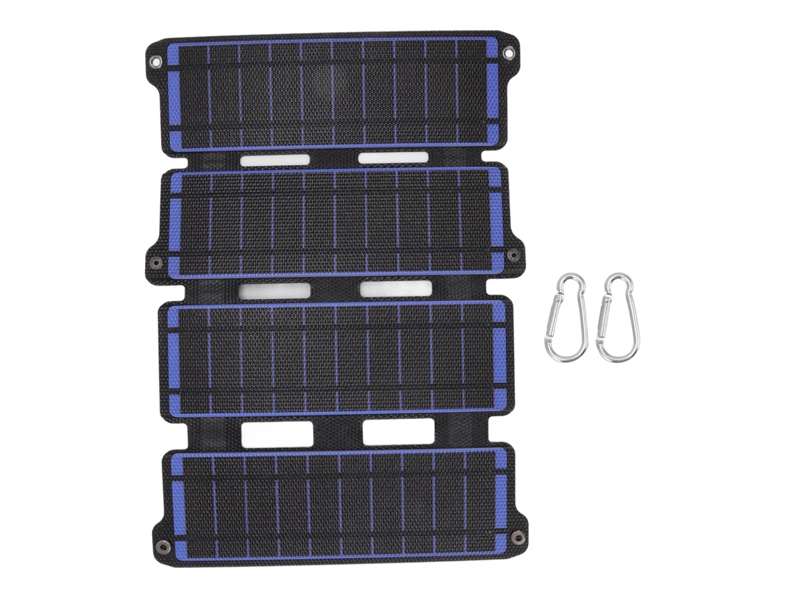 Panel Solar Monocristalino Plegable De 14 W, 5 V, 2 Puertos Usb, Etfe, Flexible, Azul.