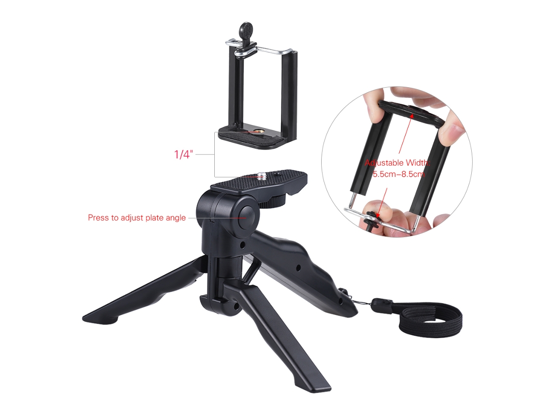 Trípode Mini Para Teléfonos: Soporte Mano Y Mesa, Compatible Con Iphone, Samsung Y Huawei