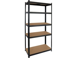 Estantería GH91 GARDEN HOUSE GARAGE 91 75880 (Negro y Marrón - Acero Galvanizado y MDF - 90x40x180 cm)