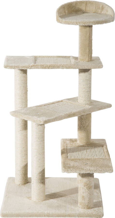 Para Gato Rascador grande 50x50x100 cm con poste arañar cama plataformas manta de sisal terciopelo pawhut beige 50x50x100cm