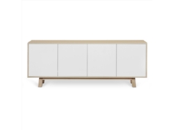 Aparador Bajo MON PETIT MEUBLE FRANÇAIS con 4 Puertas (Azul Sombre de Rance - Madera - 160 x 77 x 46 cm)