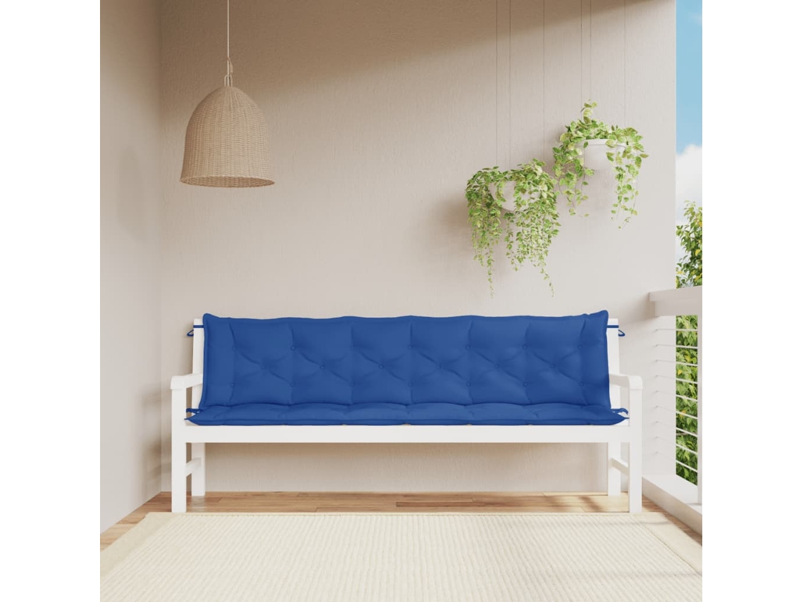 Cojines para banco de jardín, 2 unidades, 200x50x7cm, tela Oxford azul HARLANV1