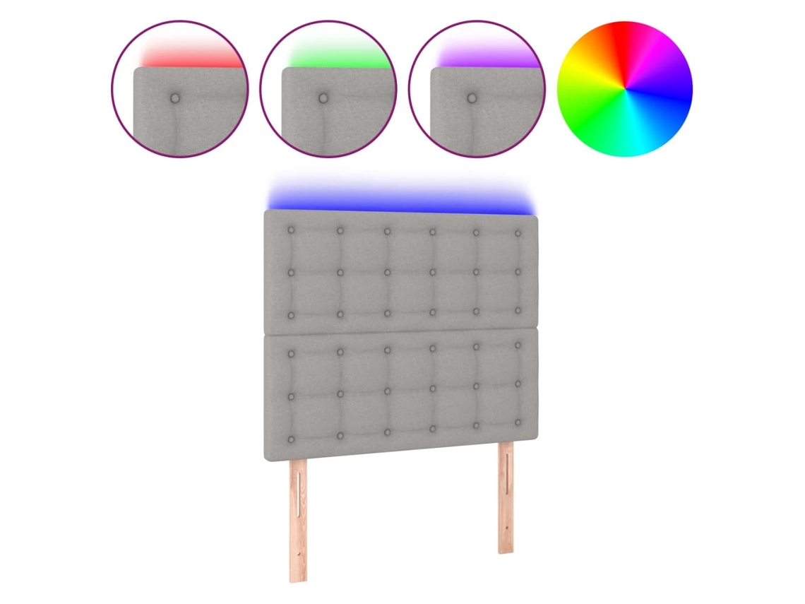 Cabecero con luces LED, tela gris claro, MAISON EXCLUSIVE (100x5x118 cm)