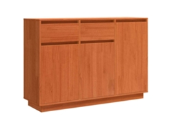 Aparador | Aparador De Comedor | Armario De Cocina Marrón Cera 110 X 34 X 75 Cm Madera De Pino Macizo