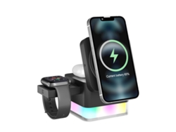 Estación Carga 4en1 Magsafe Cubo Plegable 15w Con Luz Nocturna Para Teléfono Watch Negro