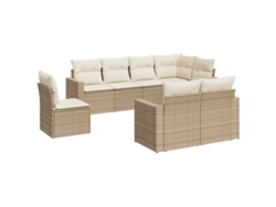Maison Exclusive - Conjunto de sofá de jardín de 8 piezas con cojines de mimbre, color beige