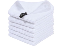 Paños De Cocina Cuadrados, Sin Pelusa, Altamente Absorbentes, De Secado Rápido - 34 Cm X 34 Cm, 6 Unidades, Color Blanco Siurn