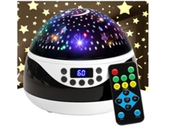 Proyector de luz nocturna de estrellas con temporizador y control remoto musical, lámpara de proyección para niños, luces nocturnas giratorias para Vledary
