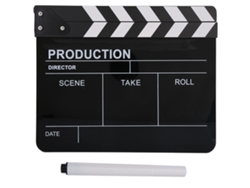 Claqueta para cine y producción cinematográfica, atrezo para montaje del director, claqueta de escena de película