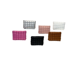 Neceser suave para mujer, acolchado, compartimento impermeable, piel sintética plateada