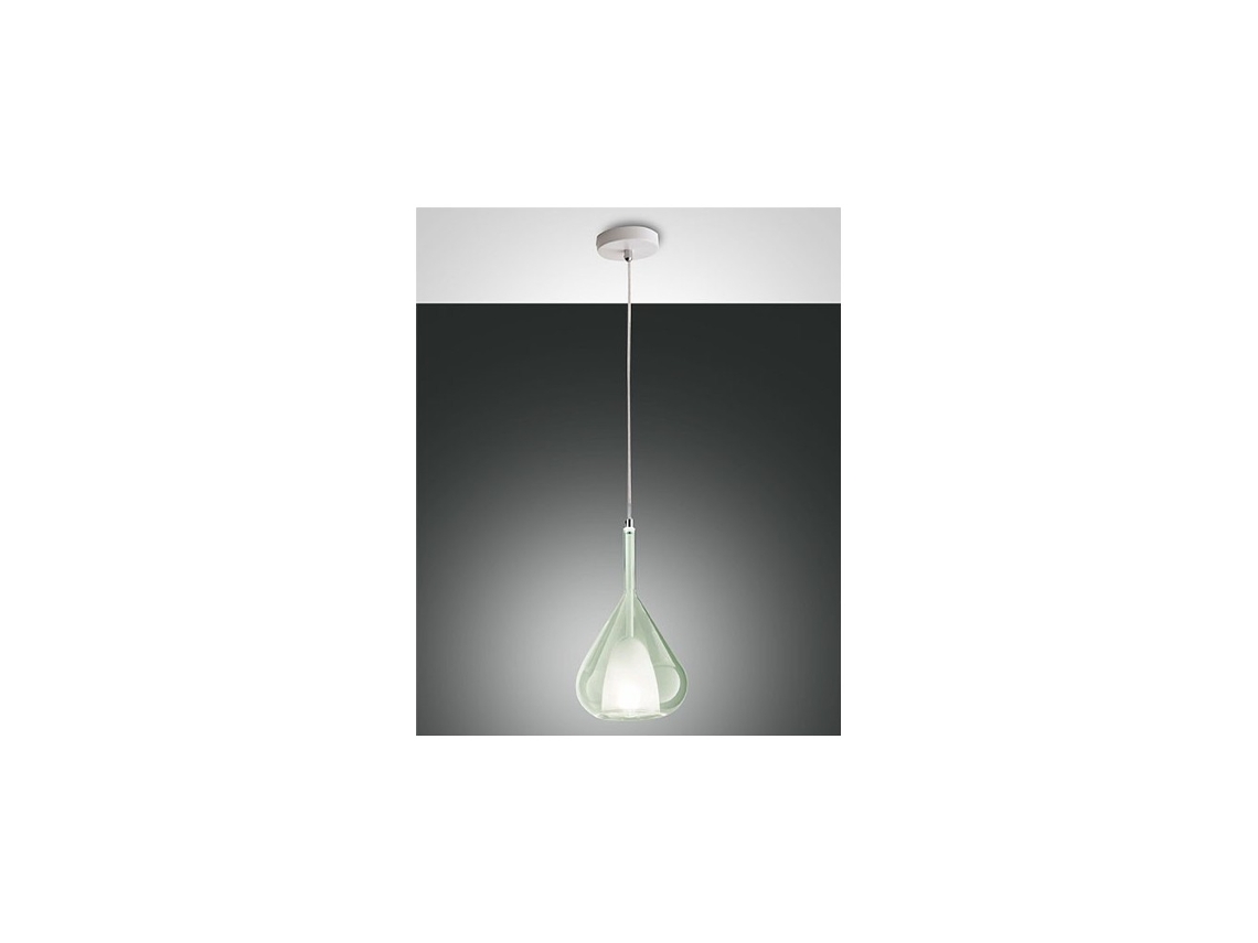 Lámpara colgante LED Lila en metal y vidrio borosilicato verde transparente 3481-40-140 FABAS LUCE