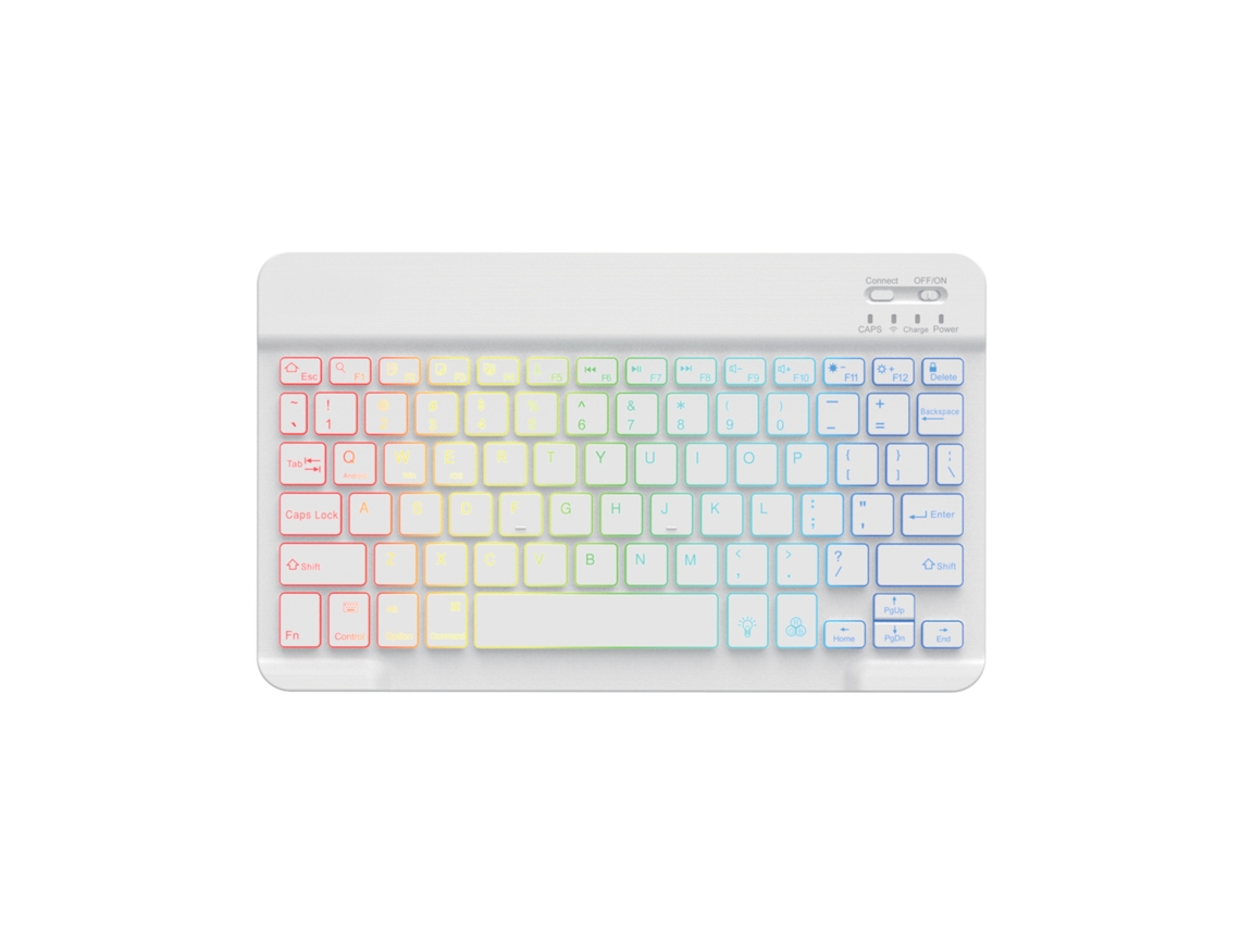 Teclado Bluetooth Yuysan de 10 pulgadas con retroiluminación, colorido y luminoso, blanco (portugués)