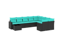 Maison Exclusive - Set De Sofás De Jardín 10pzas Con Cojines Ratán Sintético Negro