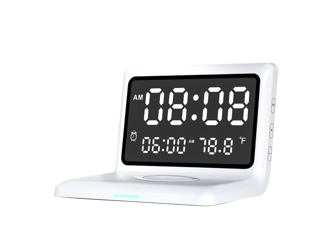 2026-reloj Despertador Digital Con Carga Inalámbrica 15w Espejo Pantalla Regulable Usb Para Dormitorio Oficina