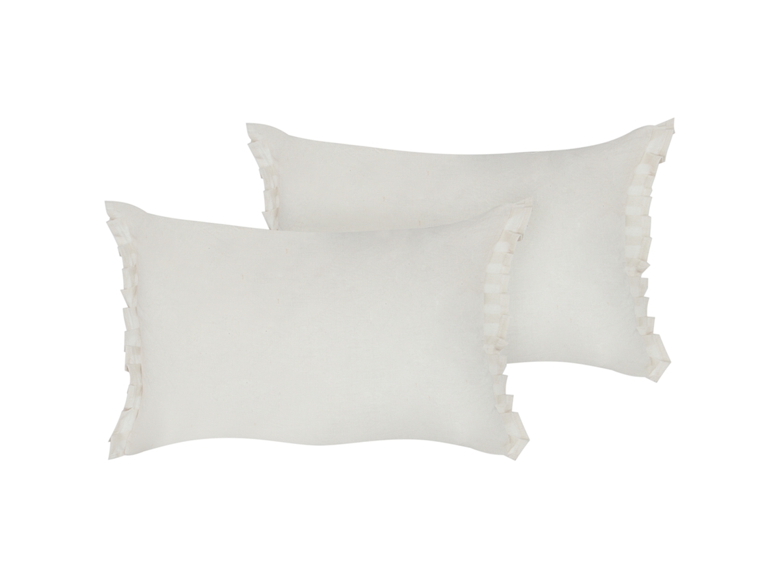 Juego de cojines con volantes BELIANI Sassafras de Lino Blanco 45x10x30