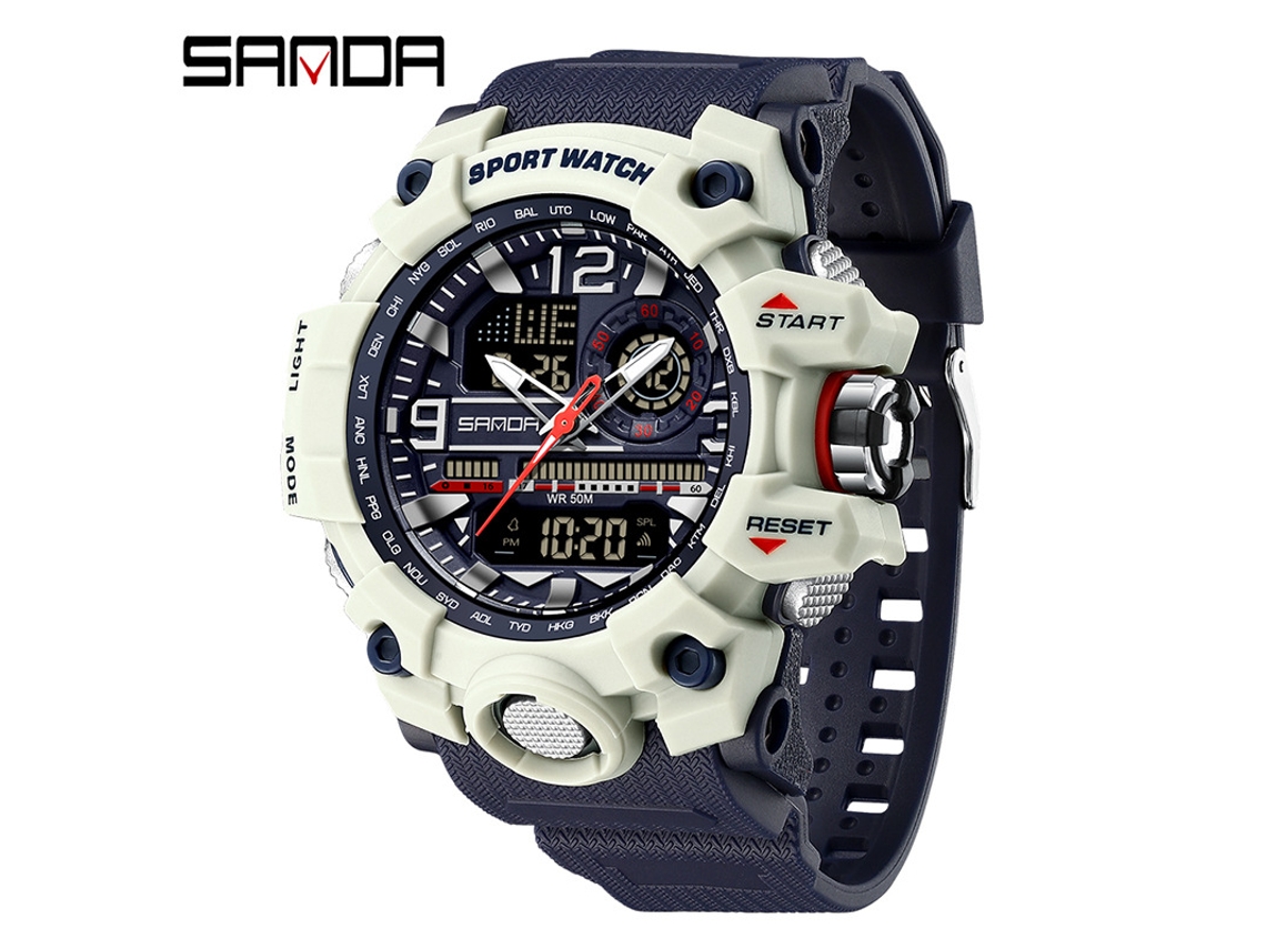 Reloj Electrónico De Moda (azul Grisáceo para Hombre) Con Acabado Luminoso, Resistente Al Agua, A Prueba De Golpes Y Con Alarma.