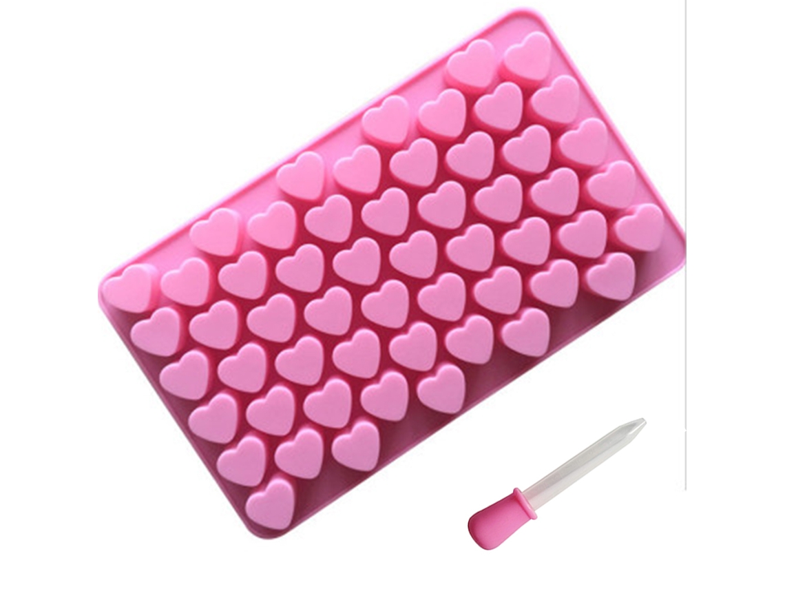 JEIIBRZUI molde de silicona en forma de corazón con 55 cavidades en pipeta rosa rosa