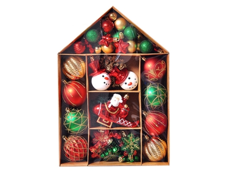 Juego de adornos de bolas de Navidad, colgantes decorativos con paquete de regalo reutilizable para árbol de Navidad, estilo 3