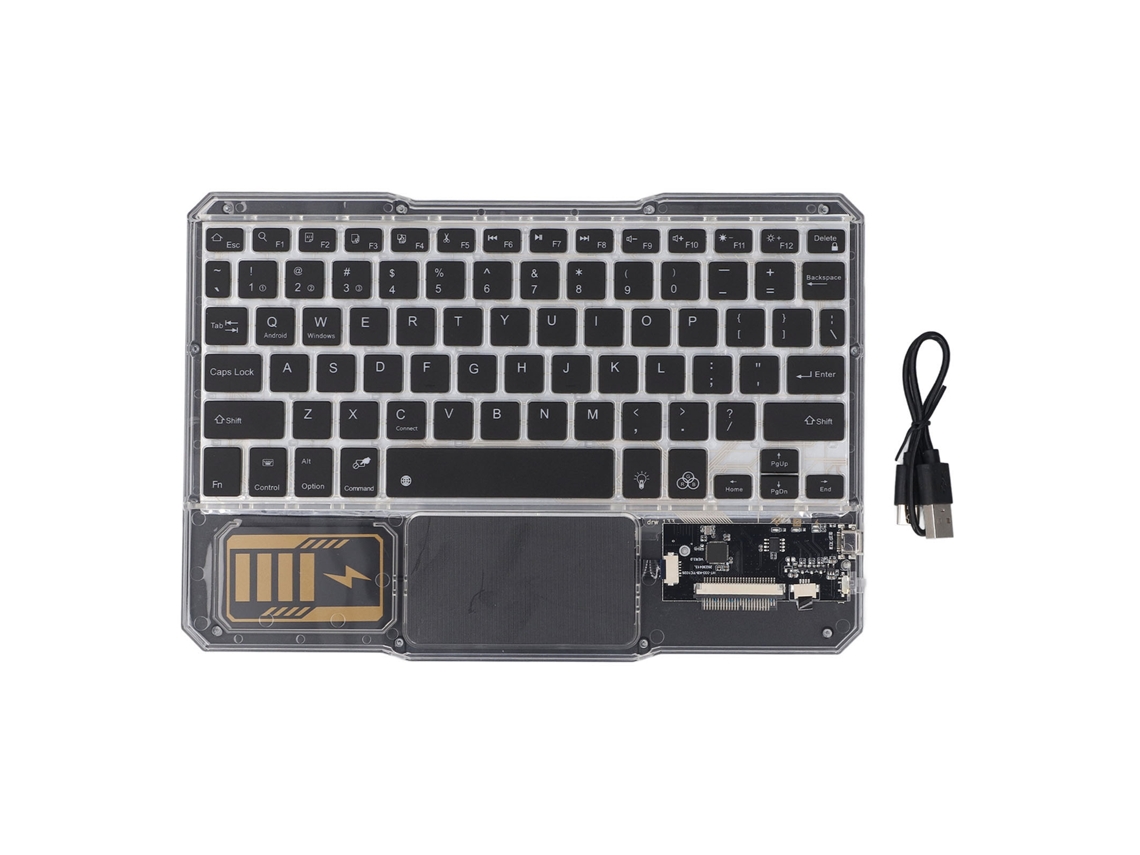 Teclado Bluetooth Transparente Com Touchpad E Iluminação 7 Cores Ultra Fino Portátil Para Tablet E Celular