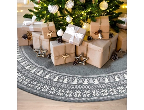Falda de árbol de Navidad, falda de árbol de Navidad de punto de 92 cm con adornos navideños de copo de nieve de árbol de Navidad grueso