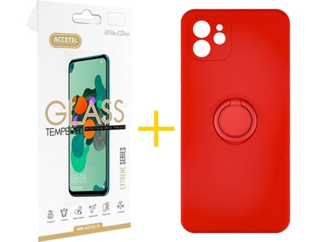 Carcasa + Protector de Pantalla para iPhone 11 ACCETEL Rojo