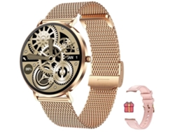 Reloj inteligente Chennnls T8pro, 1.32" AMOLED, acero, con llamada Bluetooth, oro rosa.