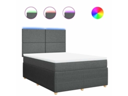 Maison Exclusive - Cama Box Spring Con Colchón Tela Gris Oscuro 160x200 Cm