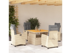 Juego de comedor de jardín de 5 piezas con cojines, mimbre sintético beige, Dkd Home Decor