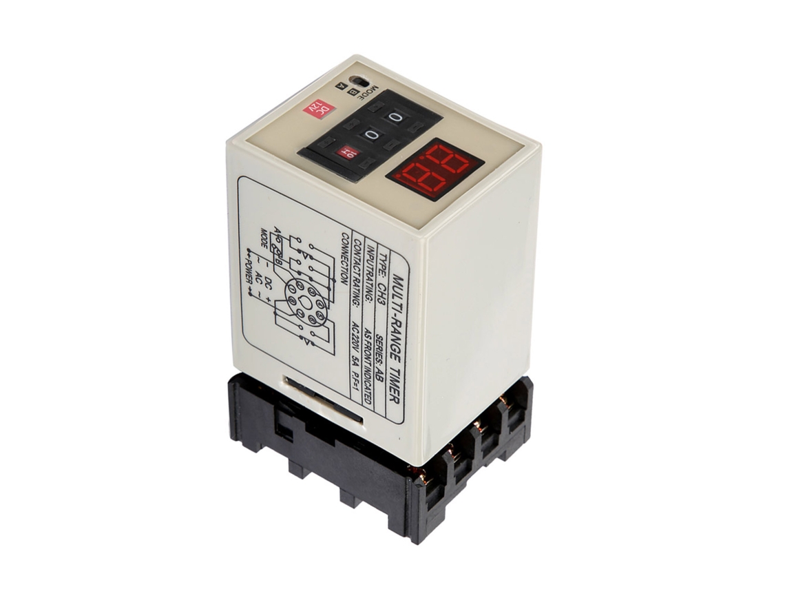 2026dz-Relé Temporizador Ah3-dm Modo Dual con Pantalla LED 0.01s-99h (CC 12V) Digital