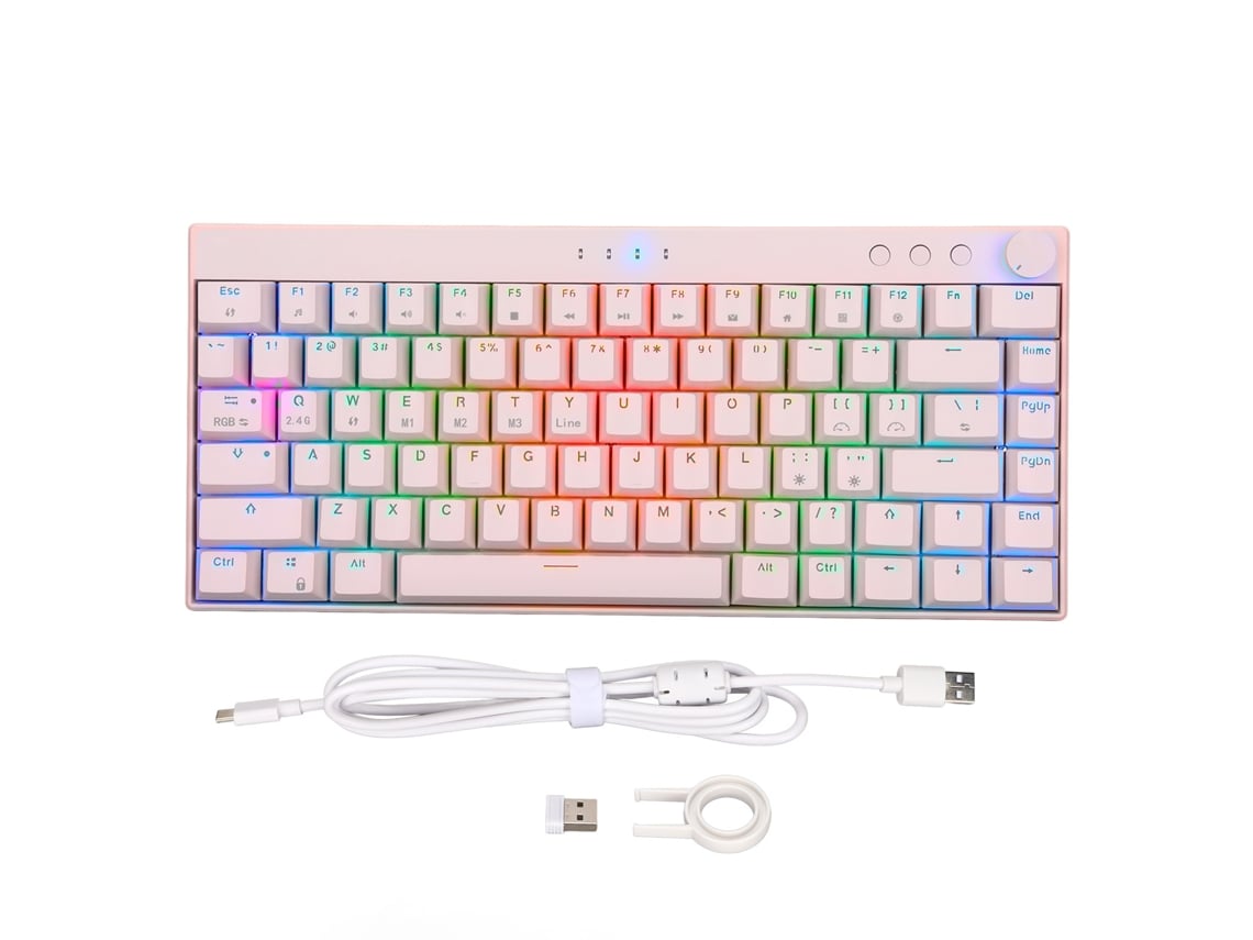 Baoj-2026teclado Mecânico Gamer Com 82 Teclas, Retroiluminação Rgb, Modo Três, Botão Rotativo, Para Windows, Ios, Android, Switch Lineal