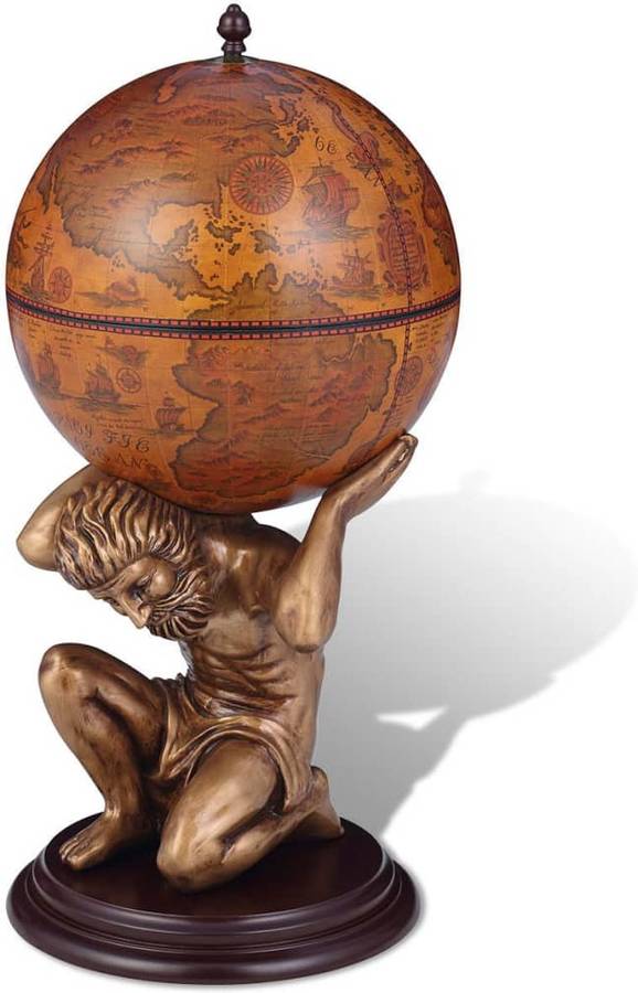 Vidaxl Mueble Bar bola del mundo y atllas 42x42x85 cm mesa botellero globo diseño atlas terreste para vino