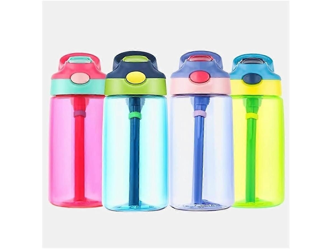 Botella de agua portátil con pajita, resistente a caídas, 480 ml, verde ELECTVAULT1