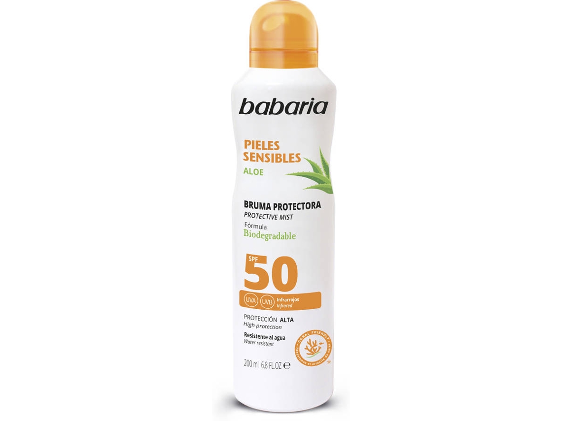 Protector Solar BABARIA Bruma Peles Sensíveis SPF 50 (200 ml)