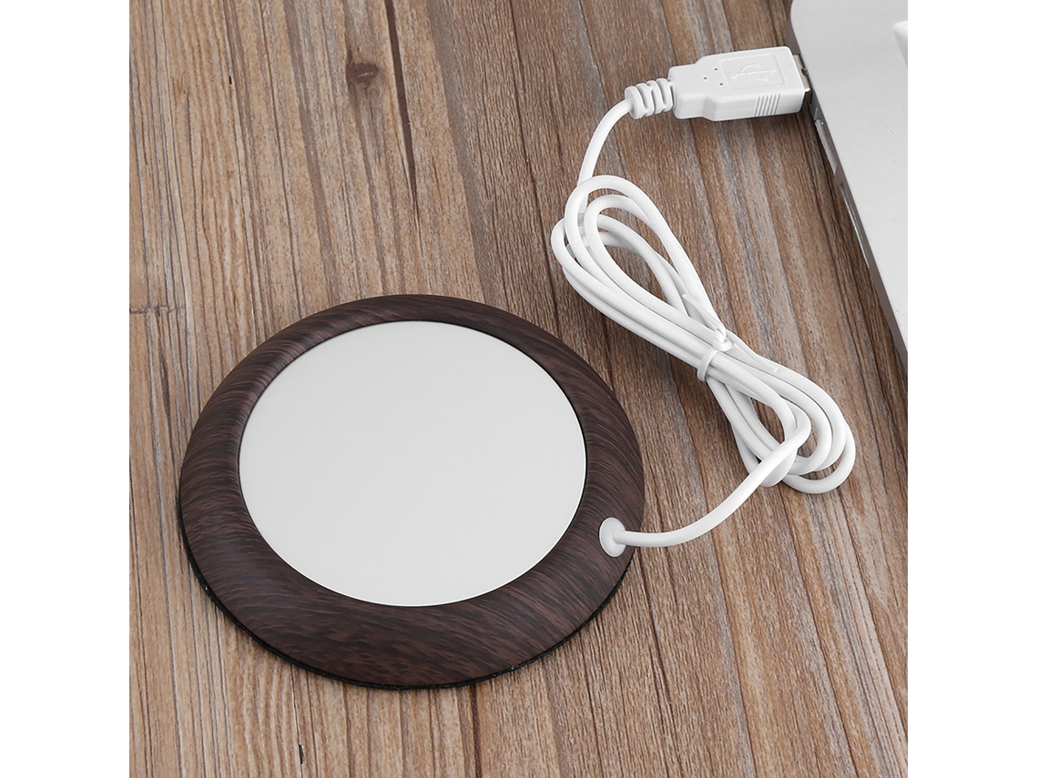 KOFIHETY Calentador de tazas con acabado de veta de madera, calentador de café portátil eléctrico y calentador de tazas con tecnología de alimentación USB, sup