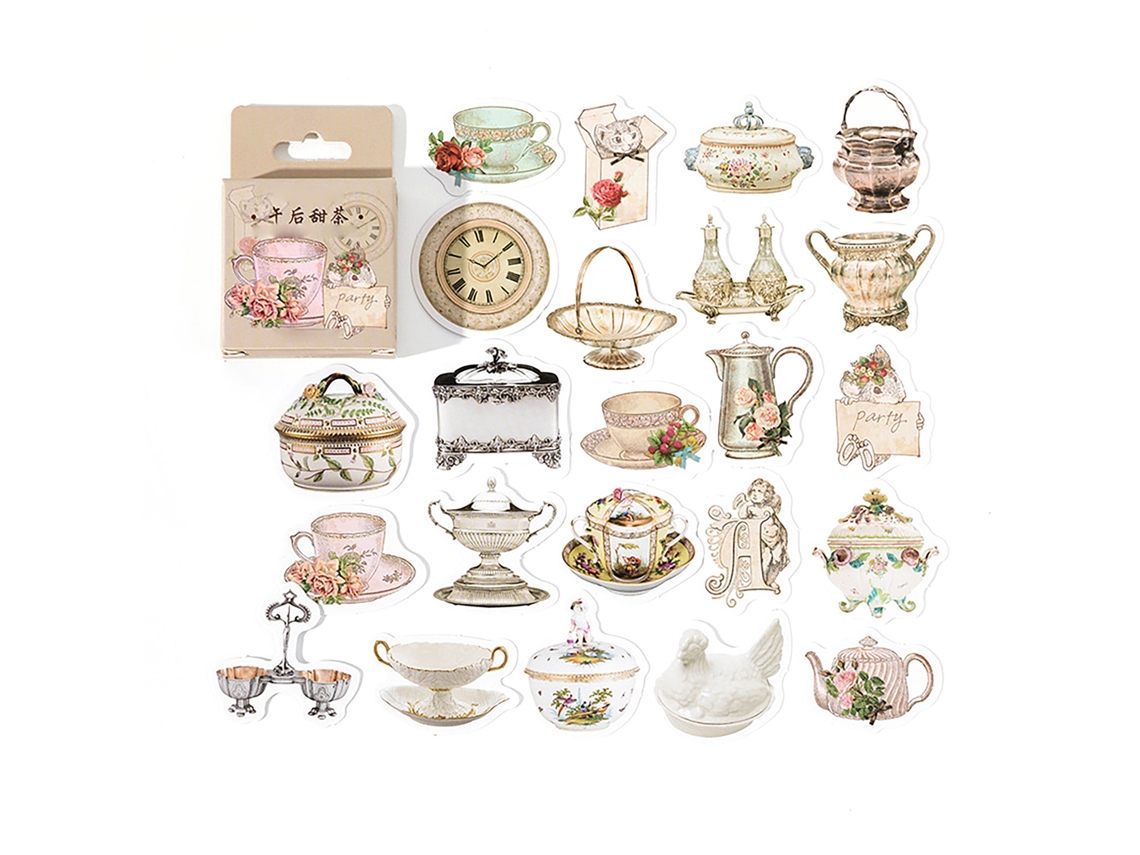 46 Pegatinas De Té Y Café Adhesivas Retro Estilos Diferentes Lindas Para Diarios Y Scrapbooking