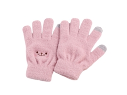2026-guantes De Invierno Táctiles Con Diseño De Cara Sonriente Elásticos Calientes Tejidos Para Mujeres Niñas Rosa