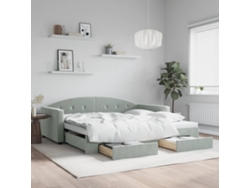 Sofá Cama Nido Con Cajones Terciopelo Gris Claro 100x200 Cm