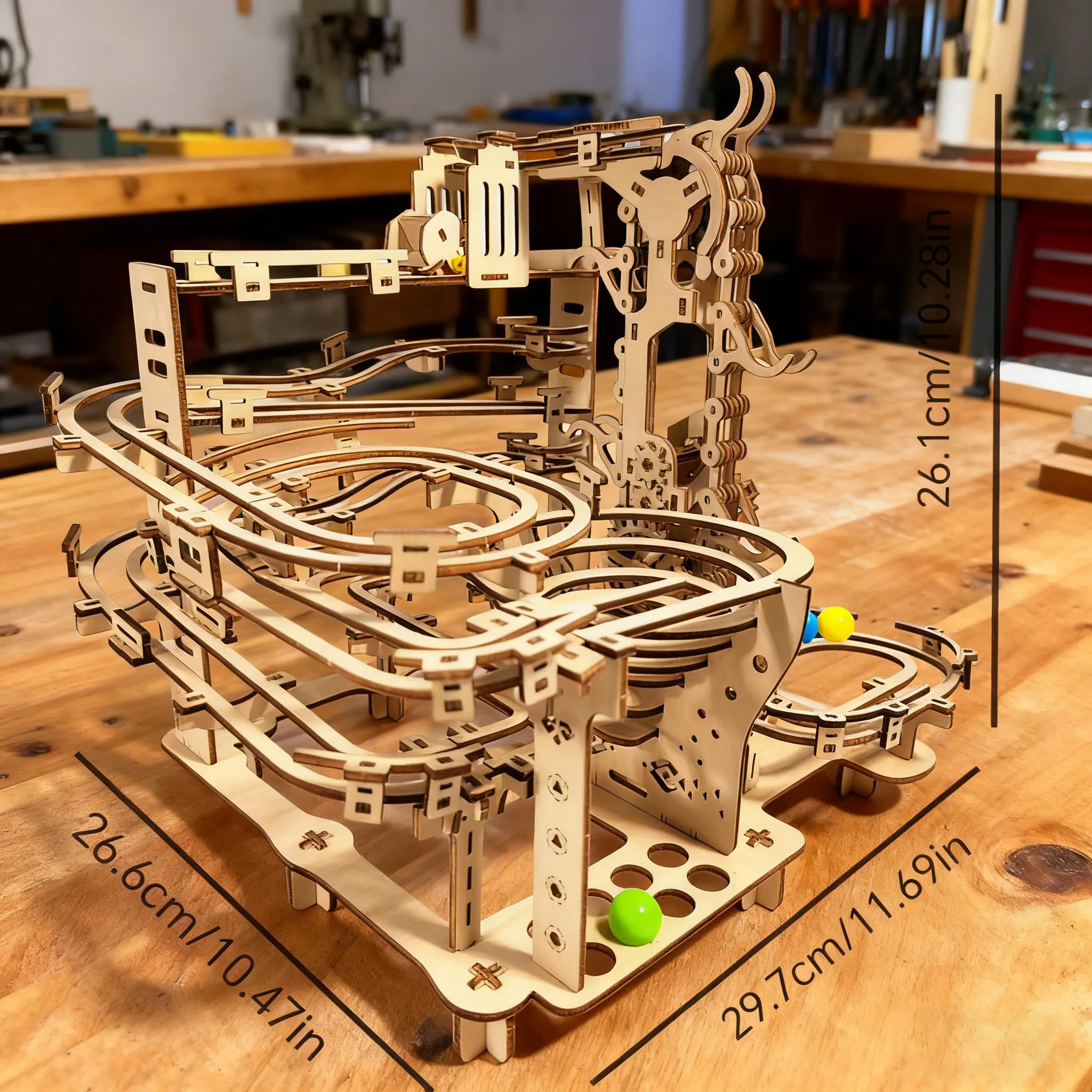 Kit De Modelo De Vía Esférica Mecánica Para Armar, Bloques De Construcción De Madera
