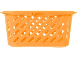 Cesta de almacenamiento de plástico sin marca, con asas, para usar en supermercados o en el baño.