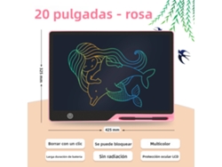 Pizarra Lcd De 20 Pulgadas Rosa Para Niños: Herramientas Artísticas De Escritura Y Dibujo, Juguete Educativo