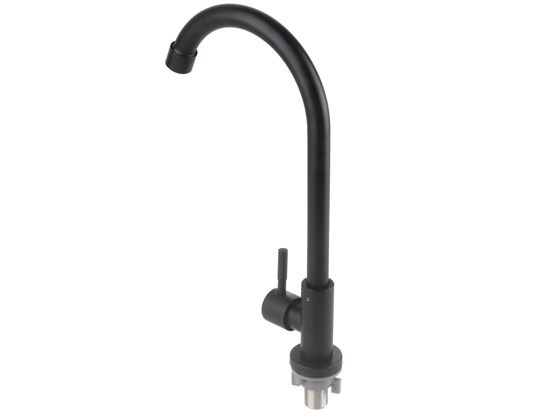 Grifo de agua fría giratorio de 90°, color negro mate, G1/2 para cocina